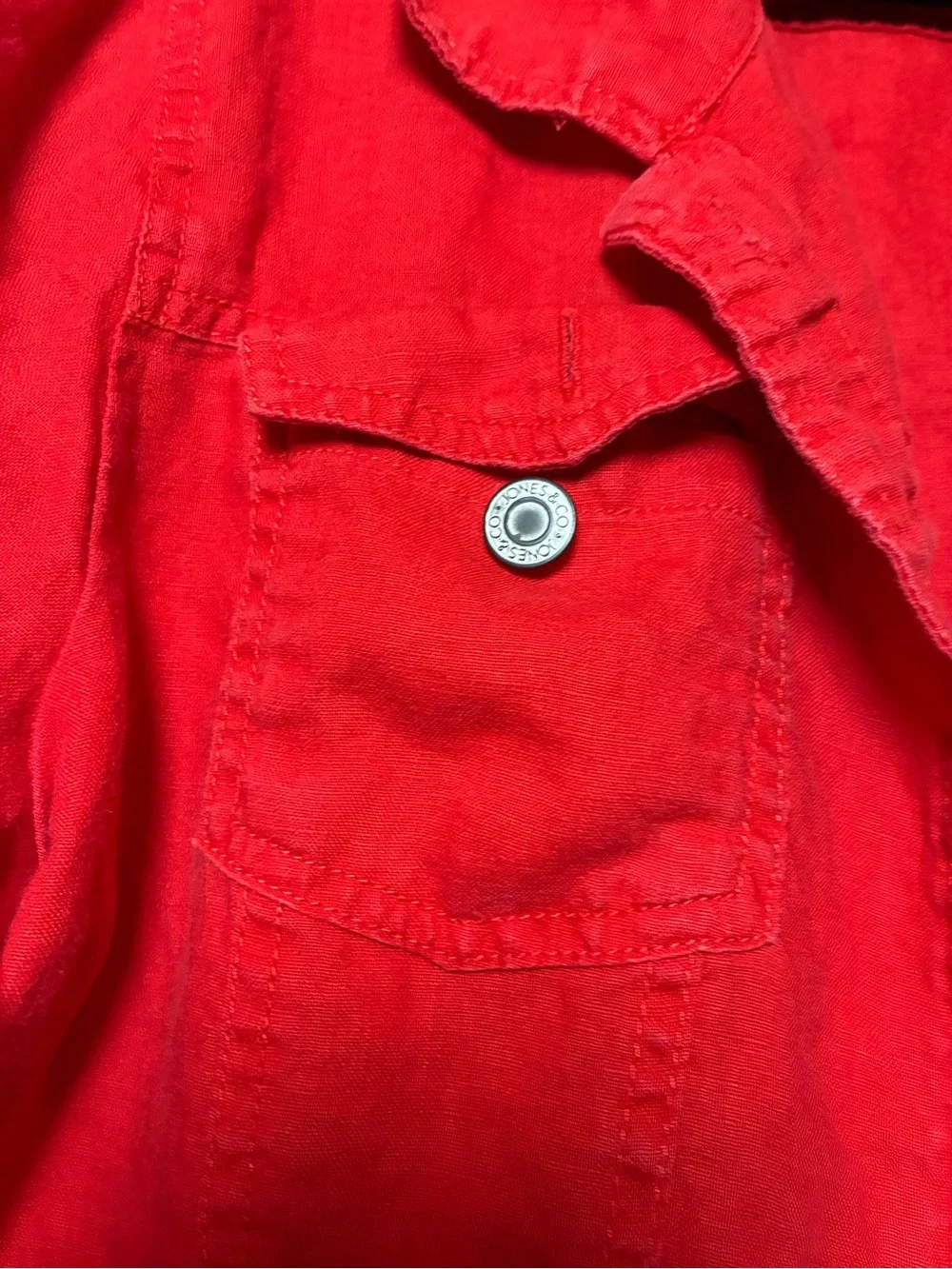 Jones New York Red Denim Jacket with Button Front